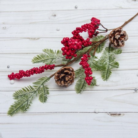 Decor "Winter Dreams" a twig with cones and berries, 50 cm