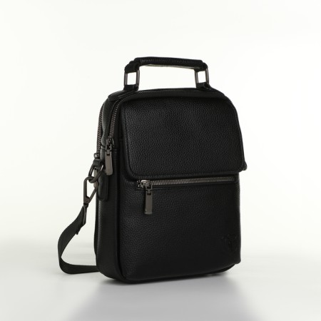 Male bag, guran tomp, artificial leather, black color