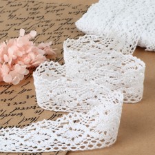 Knitted lace, 40 mm × 15 ± 1 m, white color
