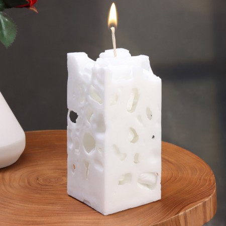 Aromatic decorative candle "openwork", white, 6x6x12 cm, pure cotton