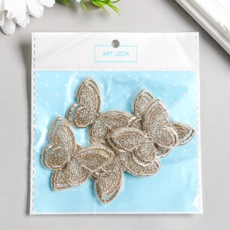 Decor for creativity Textile Embroidery "Blabo Gold" Double Wings 3.7x4.5cm-2