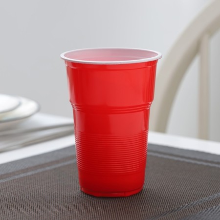 Glasses of plastic disposable “torch Extra”, 500 ml, in a set of 10 pcs, color red-white-2