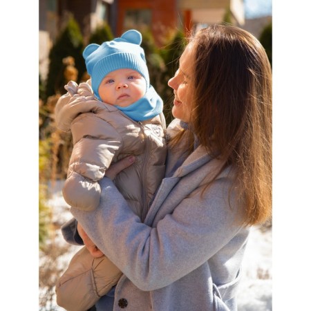 A cap on ties with ears children's Amarobaby Pure Love Bear, with a lining, size 42-44 cm, blue color-3