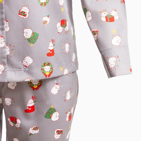 Pajama New Year's Women's kaftan bunny, gray color, size 40-42-9