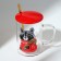 Glass mug with a spoon and lid "Raccoon", 470 ml
