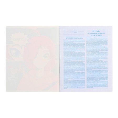 An objective note 48 sheets in the cage "Anime. History", cover shaking cardboard, UV-lak, OFSET BOCom-1
