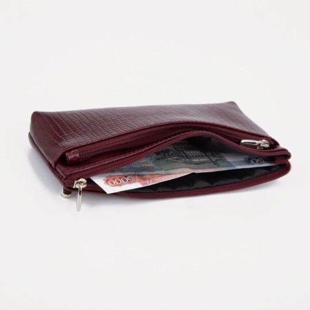Women's wallet is a female on a zipper, burgundy color-4