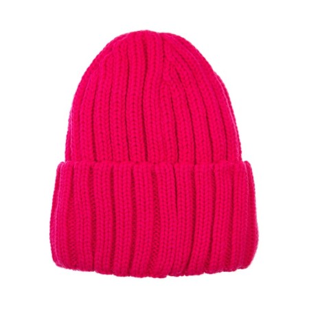 Knitted hat with a lapel for a girl, size 56