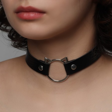 Choker "Temptation" of a cat, black color in silver, 40 cm