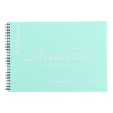 Альбом для рисования А4, 40 листов, блок 120 г/м², на спирали, Erich Krause "Pastel Bloom" зеленый, пластиковая обложка, 100% белизна, твердая подложка