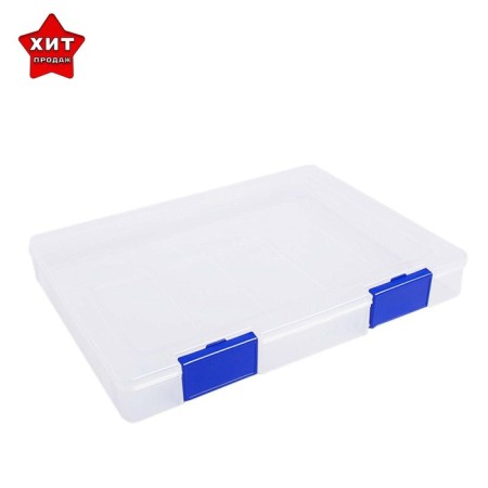 A4 document folder, with blue latches, 230 x 305 x 40 mm, transparent case