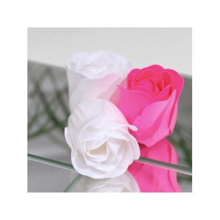 Soap roses, fuchsia and white, set of 9 pcs.-6