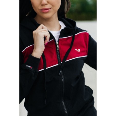Female ishomine is a suit, size 46, black color, burgundy-13