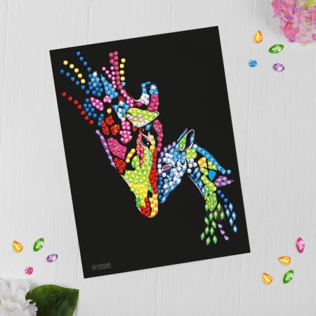 Mosaic with rhinestones "Mom and baby." Set for creativity