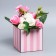 Gift box for flowers with PVC lid, packaging, pink stripes, 12 x 12 x 12 cm