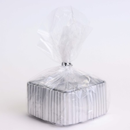 Candle "Square" in a candlestick with narrow faces of gypsum, 7.5x3.5cm, silver-5