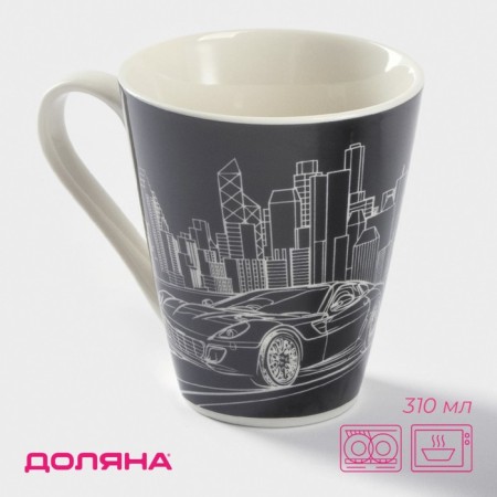 Porcelain share mug "Machine", 310 ml, black color