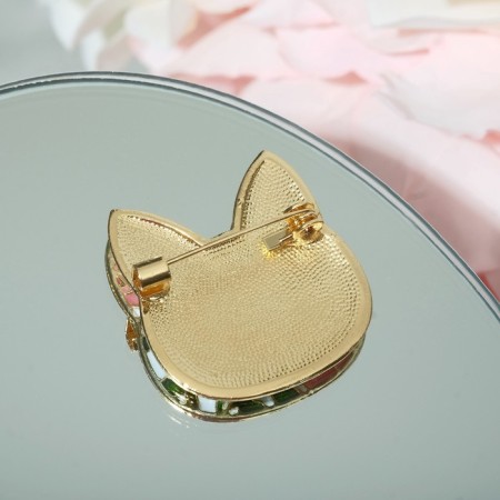 Brooch "cat" Flower pattern, colored in gold-2