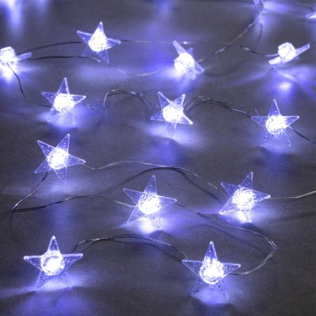 Garland “thread” 2 m Rosa with nozzles “snow star”, IP20, silver thread, 20 LED, white glow, 2 modes, AAX2