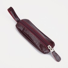Key of zipper, length 10 cm, metal ring, burgundy color