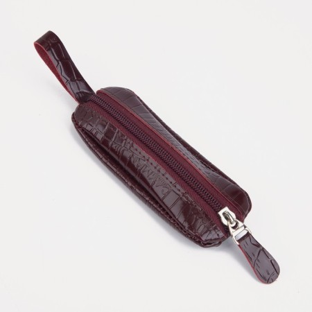 Key of zipper, length 10 cm, metal ring, burgundy color