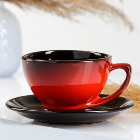 Tea couple "Elegant" 0.25l / 11x6.5cm + saucer 15cm, red