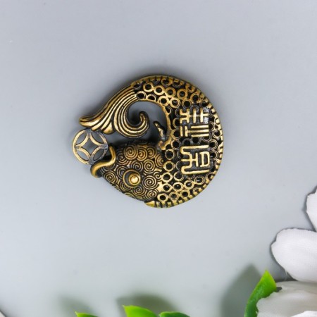 Souvenir brass "Carp with a Chinese coin" 3x2.8 cm-1