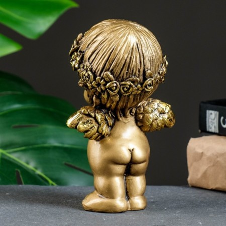Figure "Angel Housing" gold 9x8x14cm-2