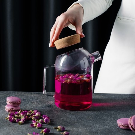 Glass jug with a cork cover Magistro "Eco", 1 l, 18 × 11 × 17.5-3