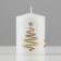Candle - Cylinder "Christmas tree", 5.6x8 cm, white with gold