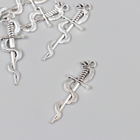 Decor for creativity Metal "Snake on the Mosque" silver 3.7x1.2 cm