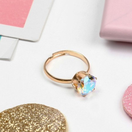 Children's ring "chosen" crystal, rainbow color in gold, dimensionless-1