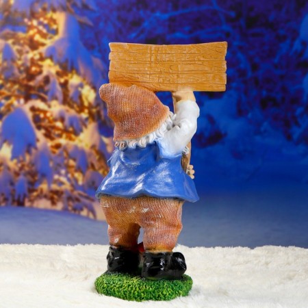 Garden figure "Dwarf with a sign" Hello "20x29x60cm-5