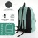 School backpack of textiles on a zipper, 2 departments, 3 pockets, green color