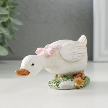 Polystone souvenir "Gusenok with a pink bow in a clearing" 12x5x5.5 cm-3