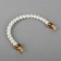 Handle for a bag, metal, pearl beads, for a puncture, 12.5 × 9 × 1.2 cm, white/gold color
