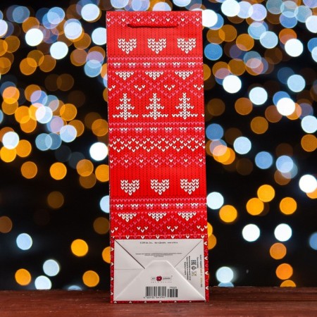 Package for a bottle Gift "New Year's Patterns", 12 x 36 x 8.5cm-2