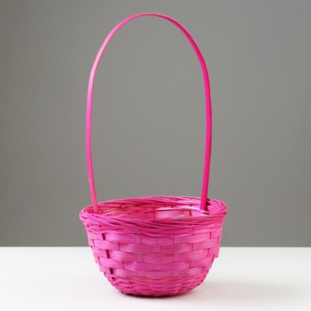 Wicker basket, 20 x 11/35 cm, pink, bamboo