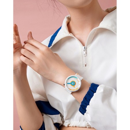 Watch of wrist, D-4 cm, waterproof, silicone strap, white-1