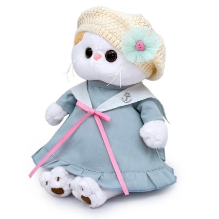 Soft toy "Lee in a sea dress and knitted beret", 24 cm-1