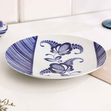 Plate "Romance Flower", D-240mm, Neo Gzhel-1