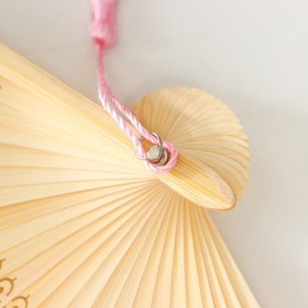 Fan bamboo, textile h = 21 cm "butterflies in sakura" lilac-pink, with a brush-4