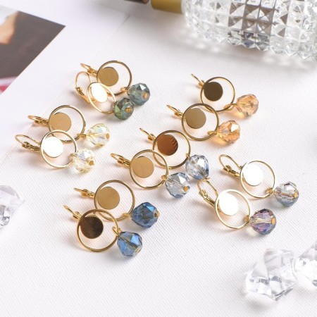 Earrings with rhinestones "vine", color mix in gold-1