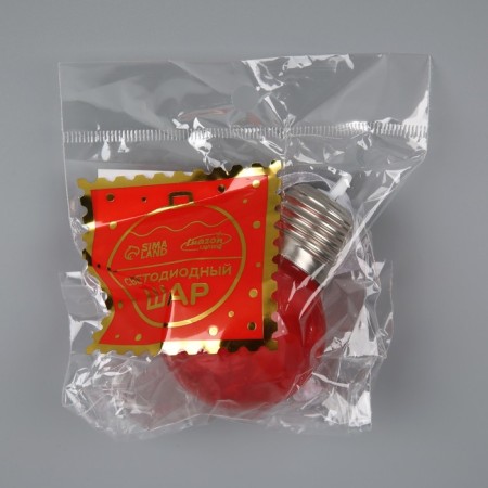 Christmas ball "Winter pattern Red" d = 5 cm, 1 LED, AG13X3 (in the set), glow warm white-3