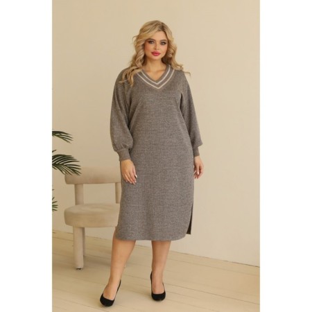 Women's dress, size 54, beige color-5