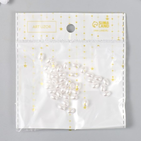 Beads for creativity plastic "Encetic pearls oval" set 40 pcs 0.7x0.5 cm-2