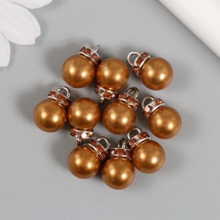 Decor for creativity plastic "Bronze pearl with loop" set 10 pcs 1x1.2 cm-2