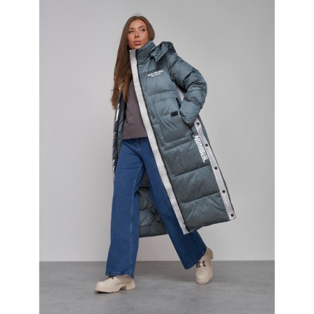 Coat insulated winter female, size 42, dark green color-13