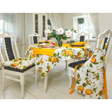 Shople Blossom tablecloth, size 150x220 cm apples, yellow-3