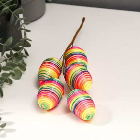 Easter decor on the wand "Striped egg" set 5 pcs egg 4x6 cm 29 cm-1